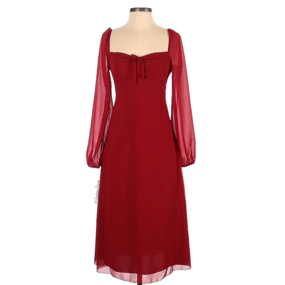 Aritzia- Wilfred Jacqueline Crimson Red Midi Dress Size 2.